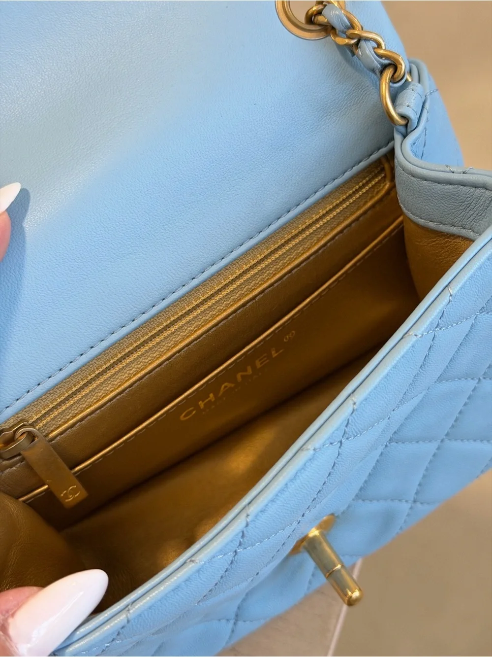 CHANEL Pearl Crush Square Flap Bag Quilted Lambskin Mini